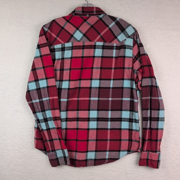 Fox Racing Mens Red Plaid Button Up Long Sleeve Flannel Shirt Size Large Pockets - Picture 4 of 10